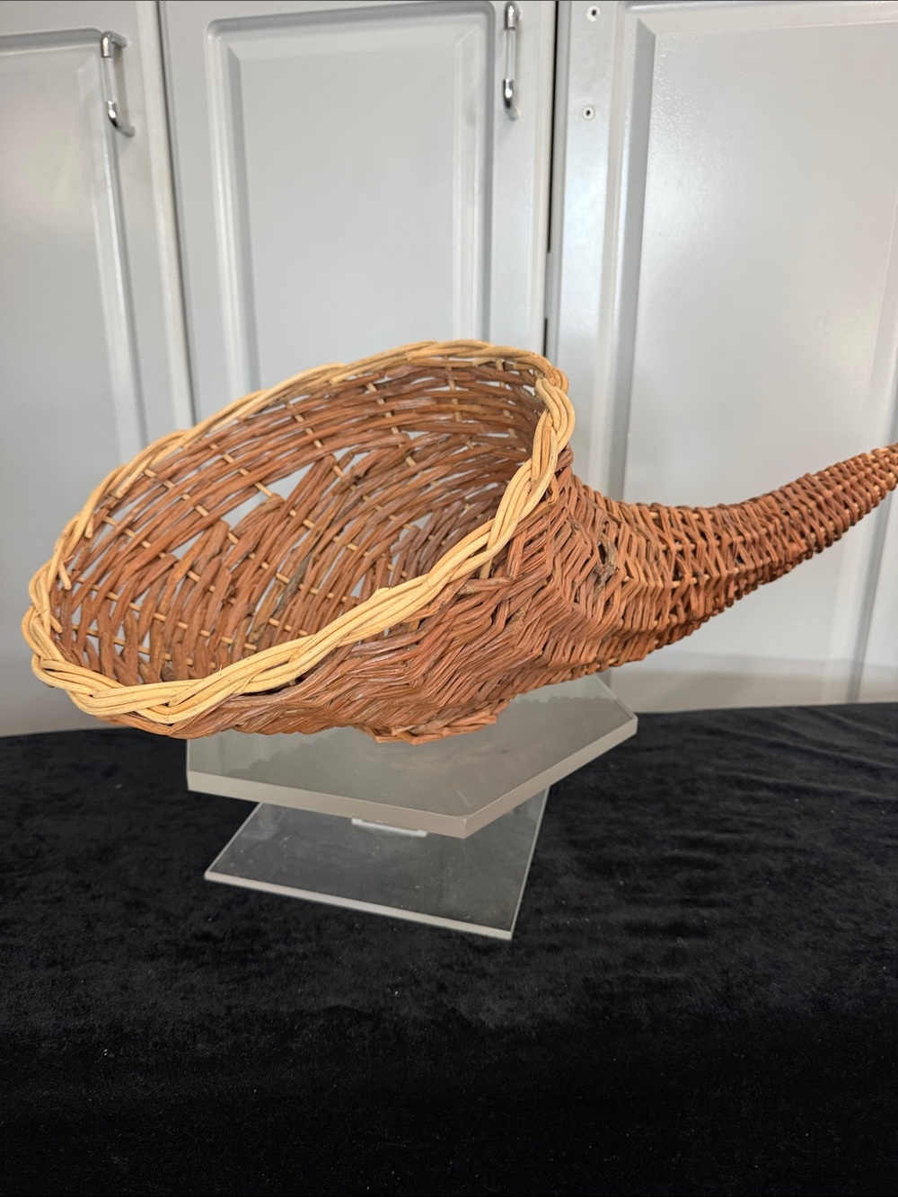 Woven Cornucopia Basket - Natural Brown